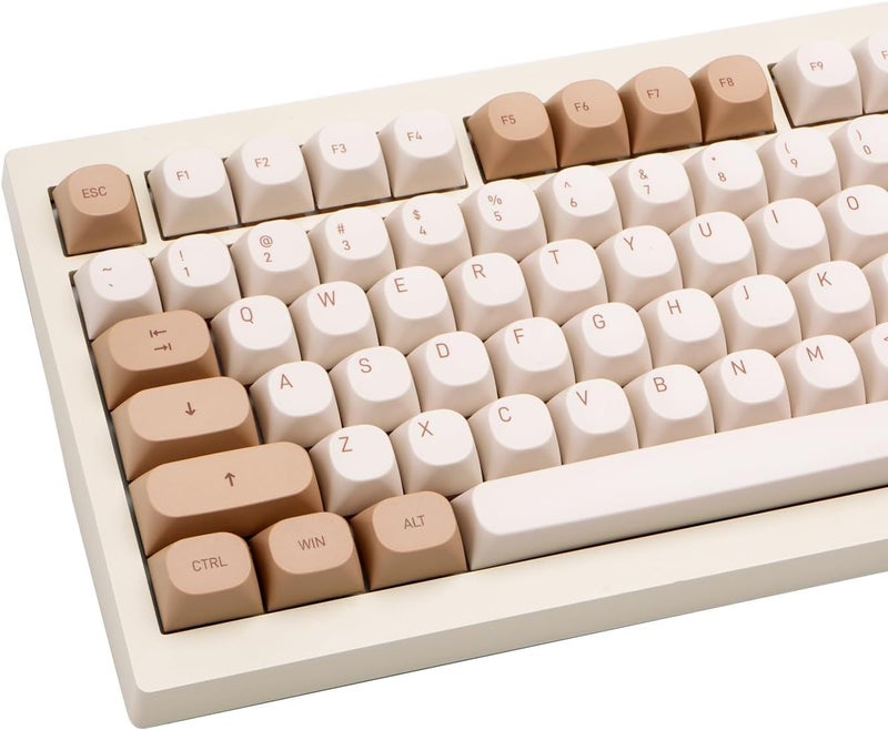 TIMSEKER 119 Keys Retro Minimalist Brown and Grey Keycaps, Custom MA Profile PBT Dye Sub Keycaps for ANSI Layout Cherry Mx Mechanical Keyboard (Only Keycap) - Image 1